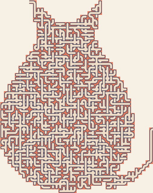 Sitting Cat — square-Labyrinth 48×58