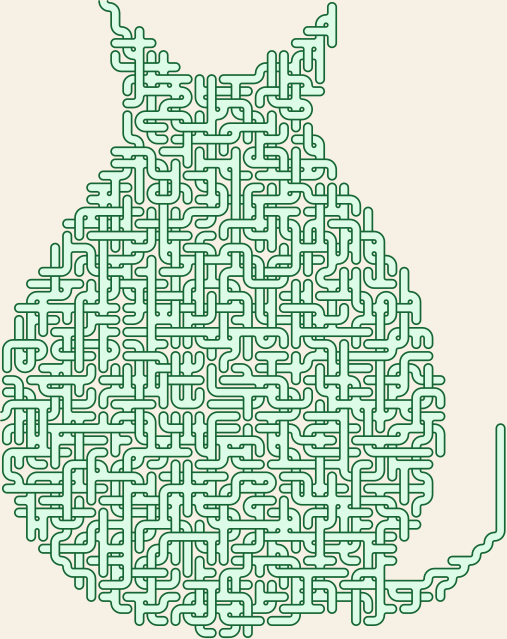 Sitting Cat — square-Labyrinth 48×58