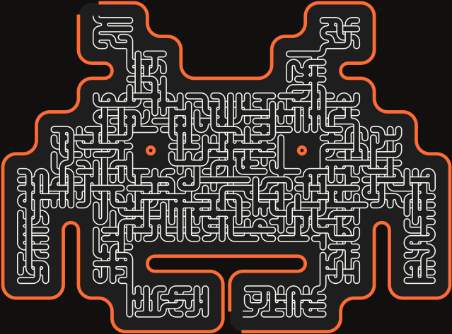 Pixel Invader — 56×42 square 미로