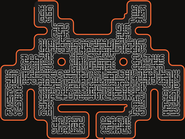 Pixel Invader — 74×56 square 미로