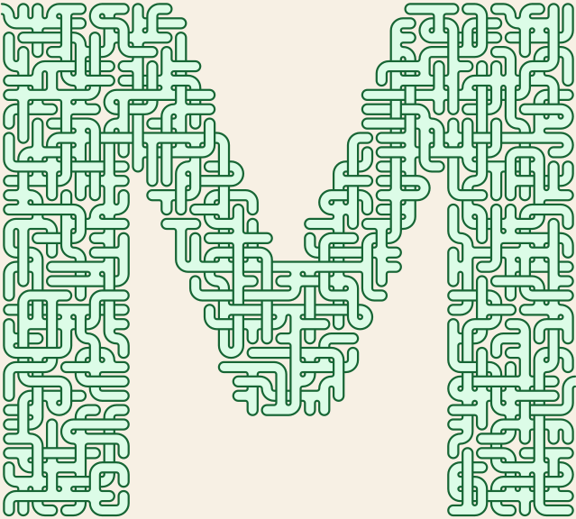Letter M — square-Labyrinth 44×40