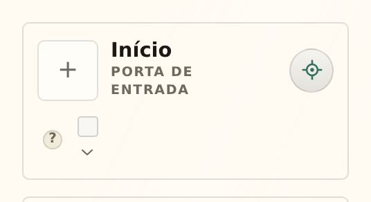O cartão de entrada aberto, com o bloco do marcador, o controle Tamanho e o Ajuste fino