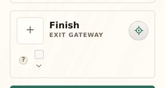 The exit card closed: artwork, the name Finish over Exit gateway, locate, show