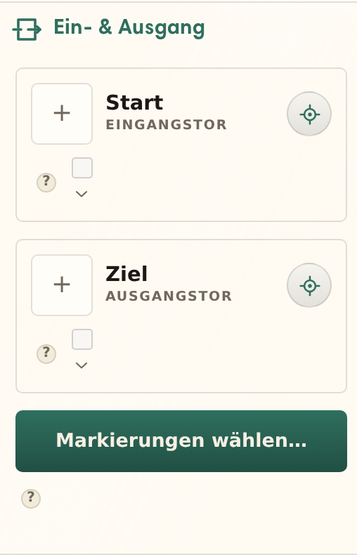 Der Bereich Ein- & Ausgang mit einer Eingangs- und einer Ausgangskarte