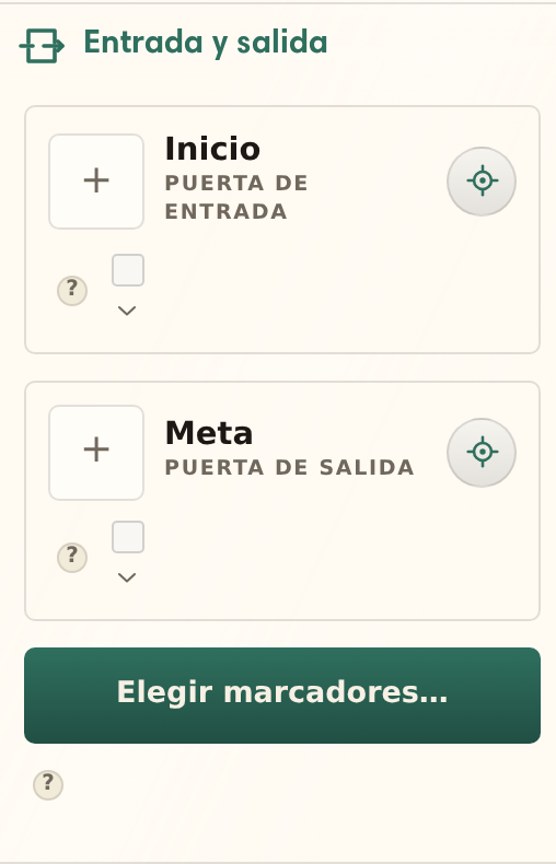 La sección Entrada y salida con una tarjeta de entrada y otra de salida