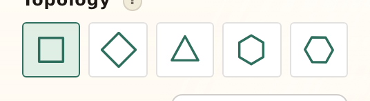 The studio’s Topology control: five grid icons in a row, the first selected
