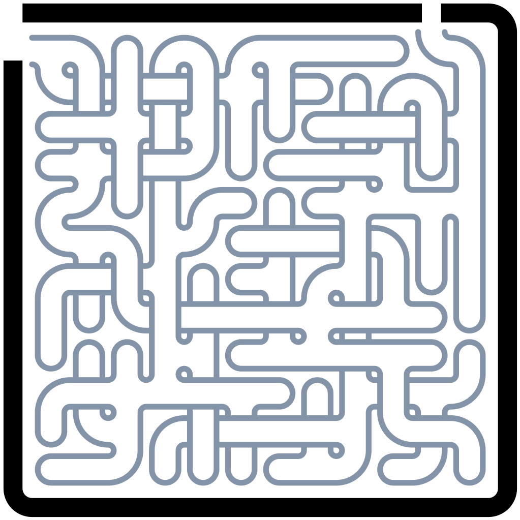 The border layer isolated: an offset outline around a faint maze silhouette
