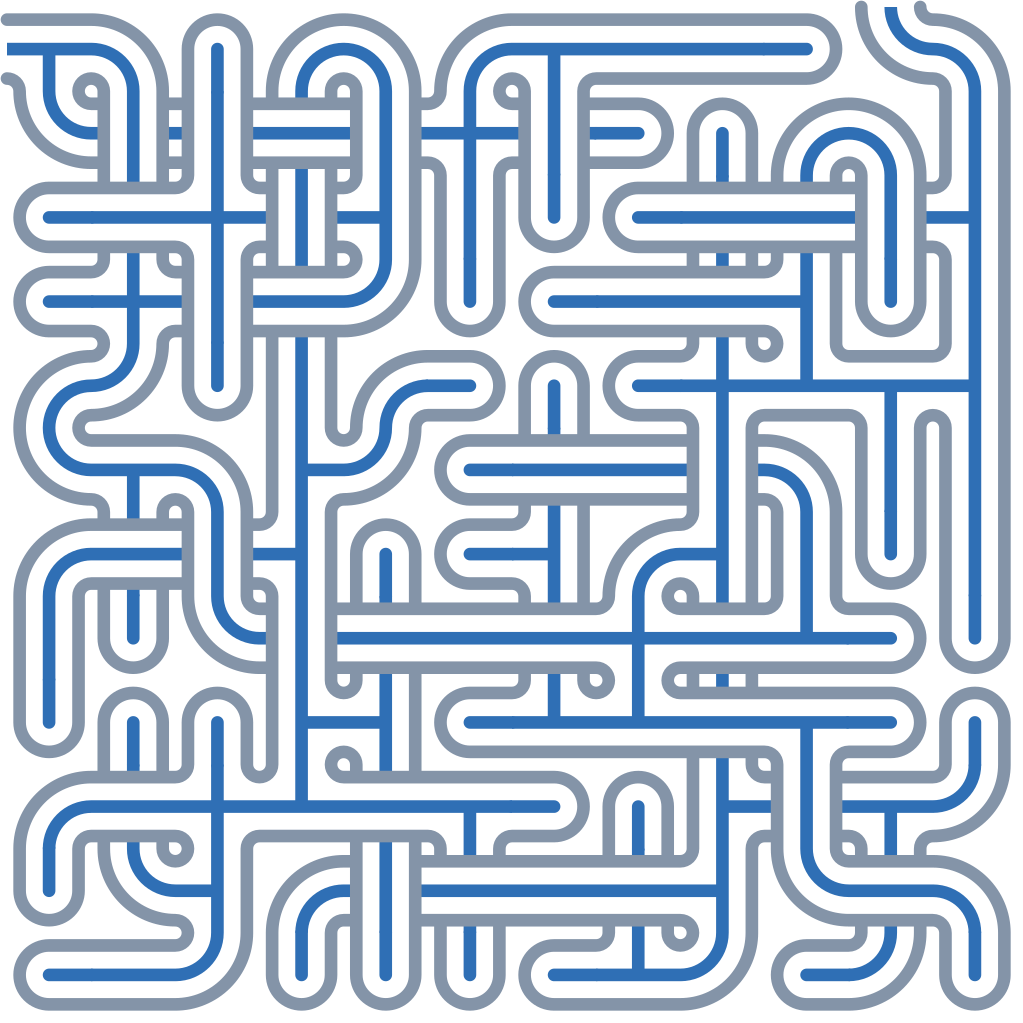 The passages layer isolated: corridor lines through a faint maze