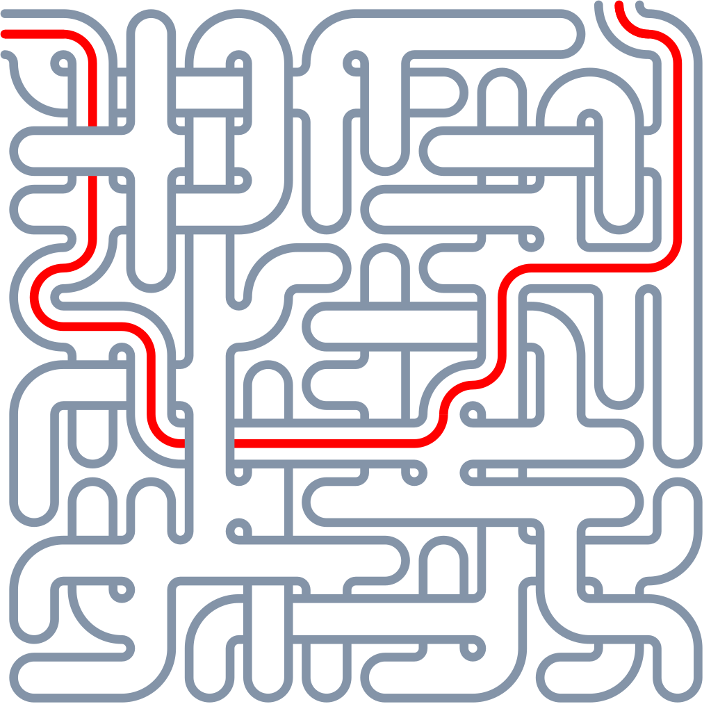The solution layer isolated: the solved route through the maze
